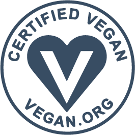 A circular logo with the words CERTIFIED VEGAN at the top, VEGAN.ORG at the bottom, and a heart-shaped design with a large V in the center.